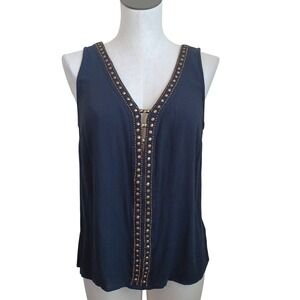 Idyllwind Miranda Lambert Black Studded V-Neck Sleeveless Boho Top Medium